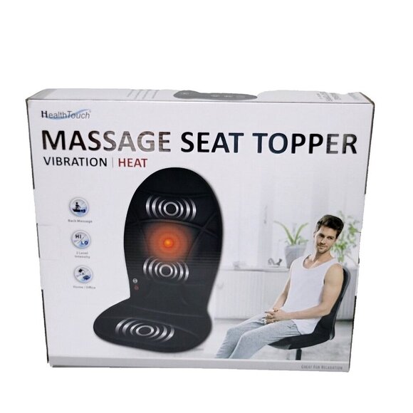 Health Touch Massage Seat Topper NWT Heat Vibration Massager Back Lumbar Thigh - Picture 2 of 2